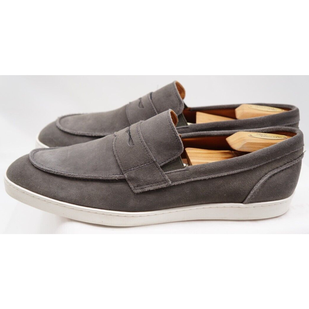 Allen Edmonds Men's Gray Suede Penny Slip-On Loafers